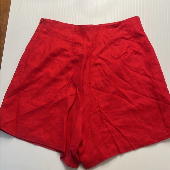 Vintage high waisted rise red 100% linen Shorts pin up - Picture 6 of 7